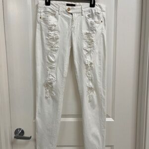 7 For All Mankind Distressed White Jeans Women’s Size 28 Made in Italy